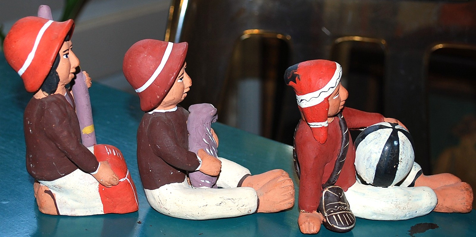 Set 3 Handmade PERU FOLK ART TerraCotta Pottery Figurines TRADITIONAL MEN Unique