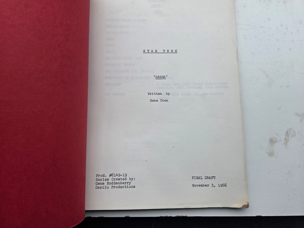 Star Trek "Arena" Final Draft by Gene Coon TV Script
