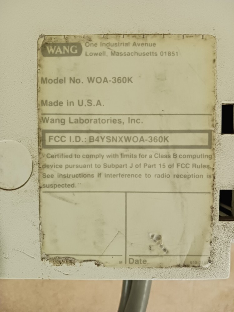 Wang Office Assistant, 80186-based, 512K Memory, (2) 5.25" Floppy Disk Drive