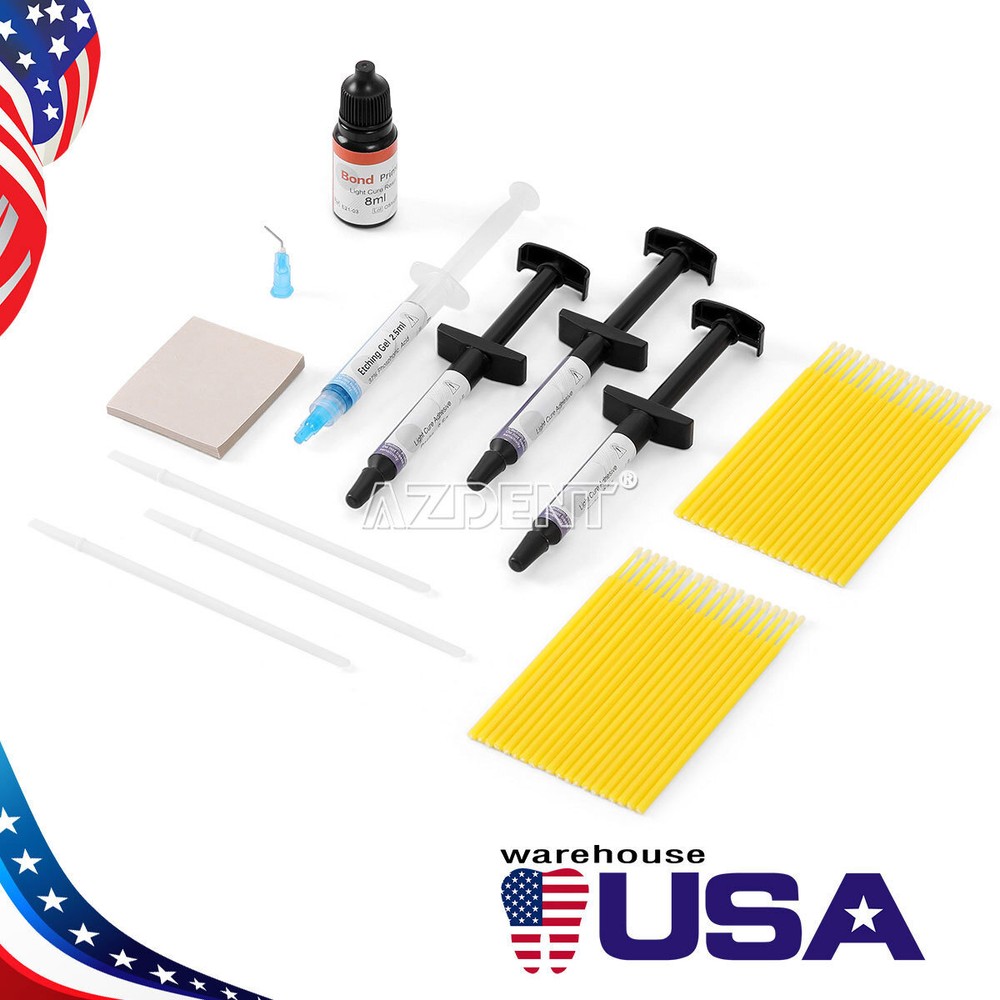 Dental Ortho Bracket Cure Light Composite Etching Adhesive Etching Gel Kit