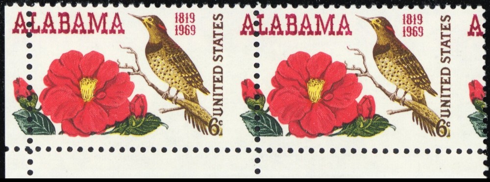 1375, Mint NH 6¢ - Alabama Perforation Shift Error Pair * Stuart Katz