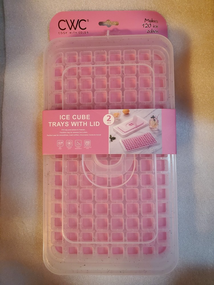 2 set pink mini ice cubes trays with lids