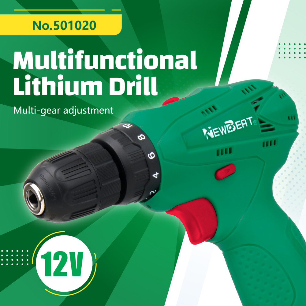 Variable Speed Cordless Drill Driver 12V Lithium Ion Battery LED Work Light
