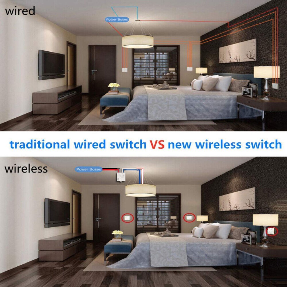Smart Switch Light Wireless RF-433Mhz Wall Panel Switch Remote-Control Receiver