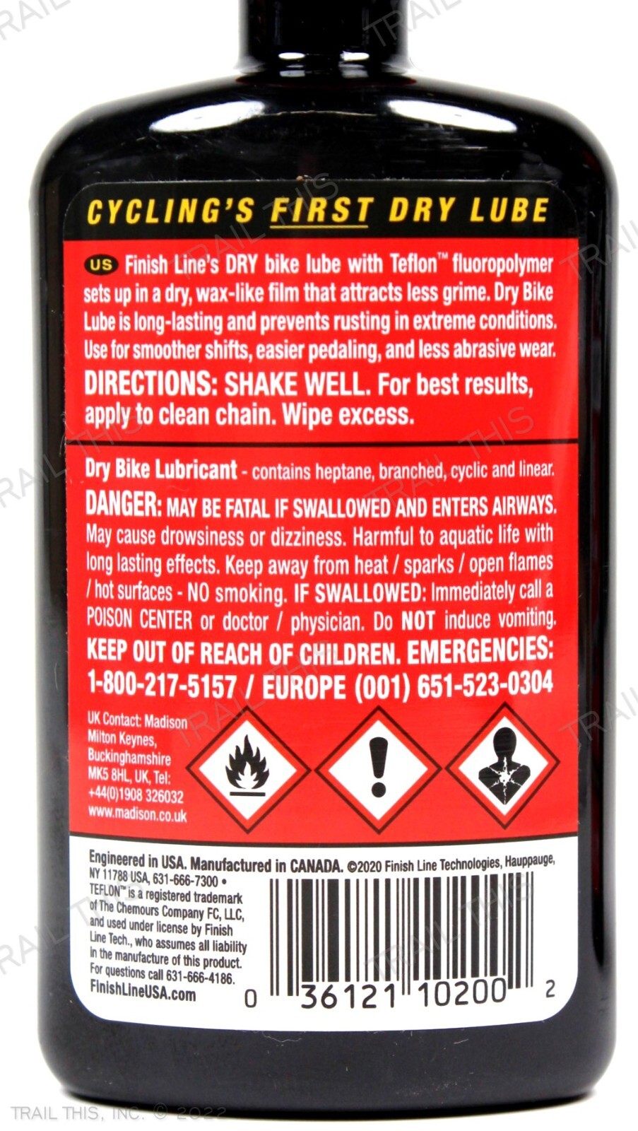 2 Finish Line Dry 4oz Teflon Lube Bike Chain Lube / Lubricant 120ml Two-Pack