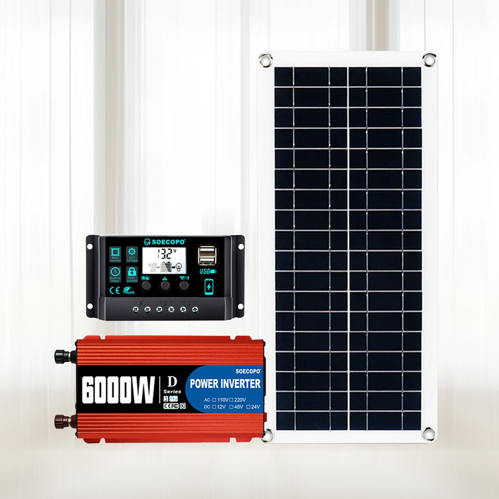 6000W 100A 110V Solar Panel Kit Complete Solar Power Generator Home Grid System
