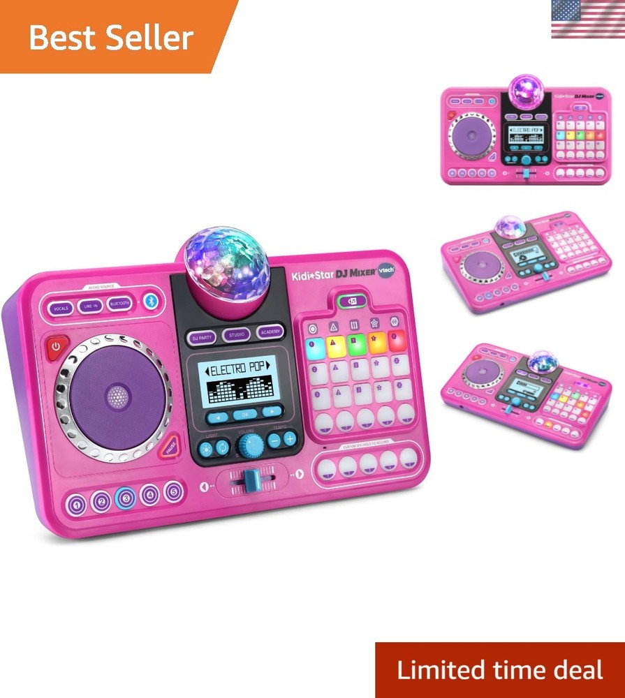 Interactive Kidi Star DJ Mixer for Ages 5+ - Bluetooth & Custom Effects Included