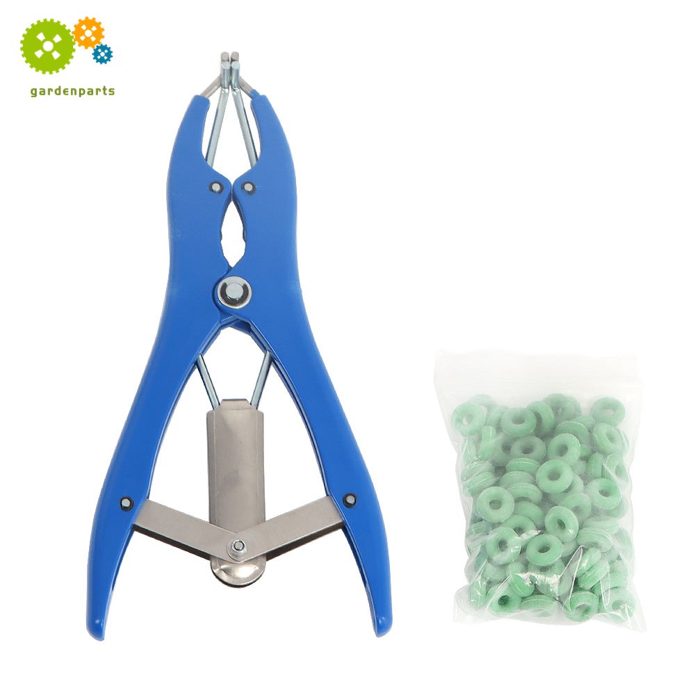 Elastrator Castration Plier + 100 Rubber Rings Applicator Castrator Ring Green