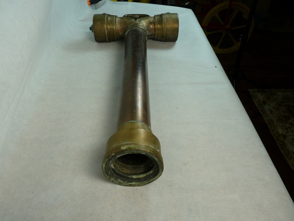 LARGE ANTIQUE SOLID BRASS FIRE BRIGADE HYDRANT STANDPIPE 29" TALL- COLLECTABLE