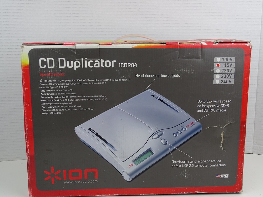 Ion Audio ICDR04 Stand Alone CD Duplicator New Open Box Complete