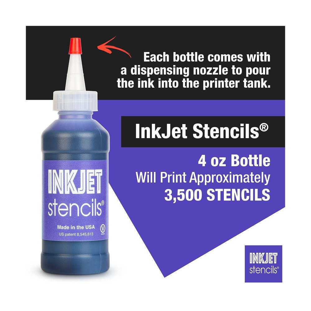 Refill Stencil Ink Compatible for Stencils Printer Ink (Violet, 4-Oz Bottle)
