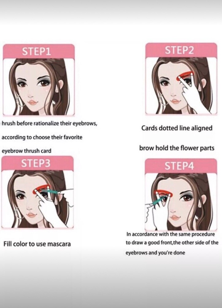 ⭐️NEW⭐️Reusable Eyebrow Makeup Stencil Card & Brush Applicator Set Brow Tools