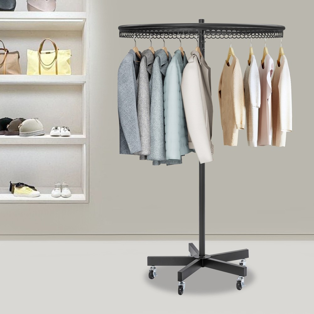 360° Rollable Round Stand Ring Stand Clothes Rack Height Adjustable 66lbs Load