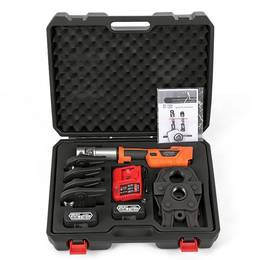 1/2" -2" Pro Press Tool Pipe Crimping Kit Press Tool Battery Kit w/ 6 Jaws