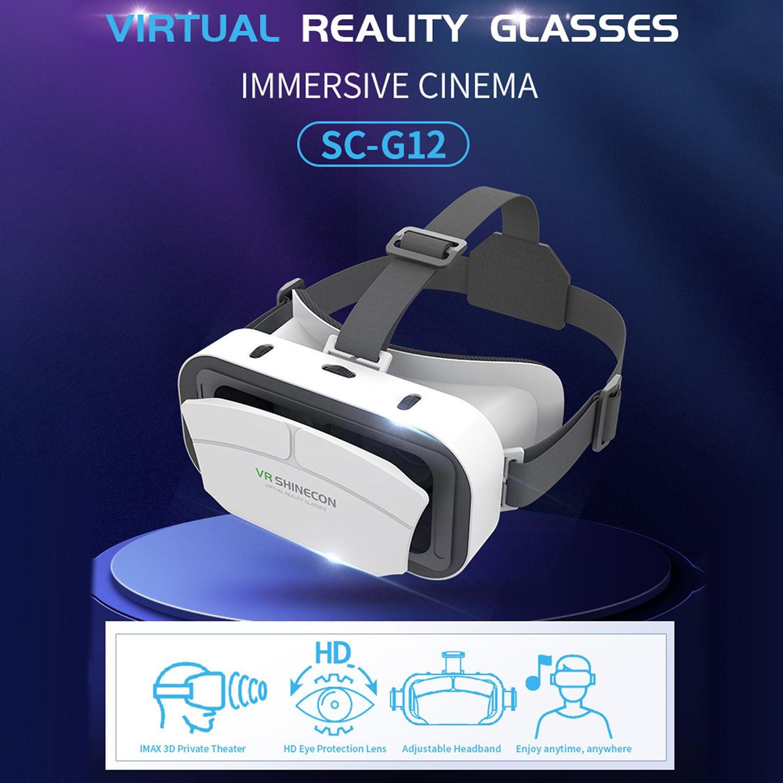 Phone VR Headset 3D Virtual Reality Glasses Goggles for Adults Watching Movies