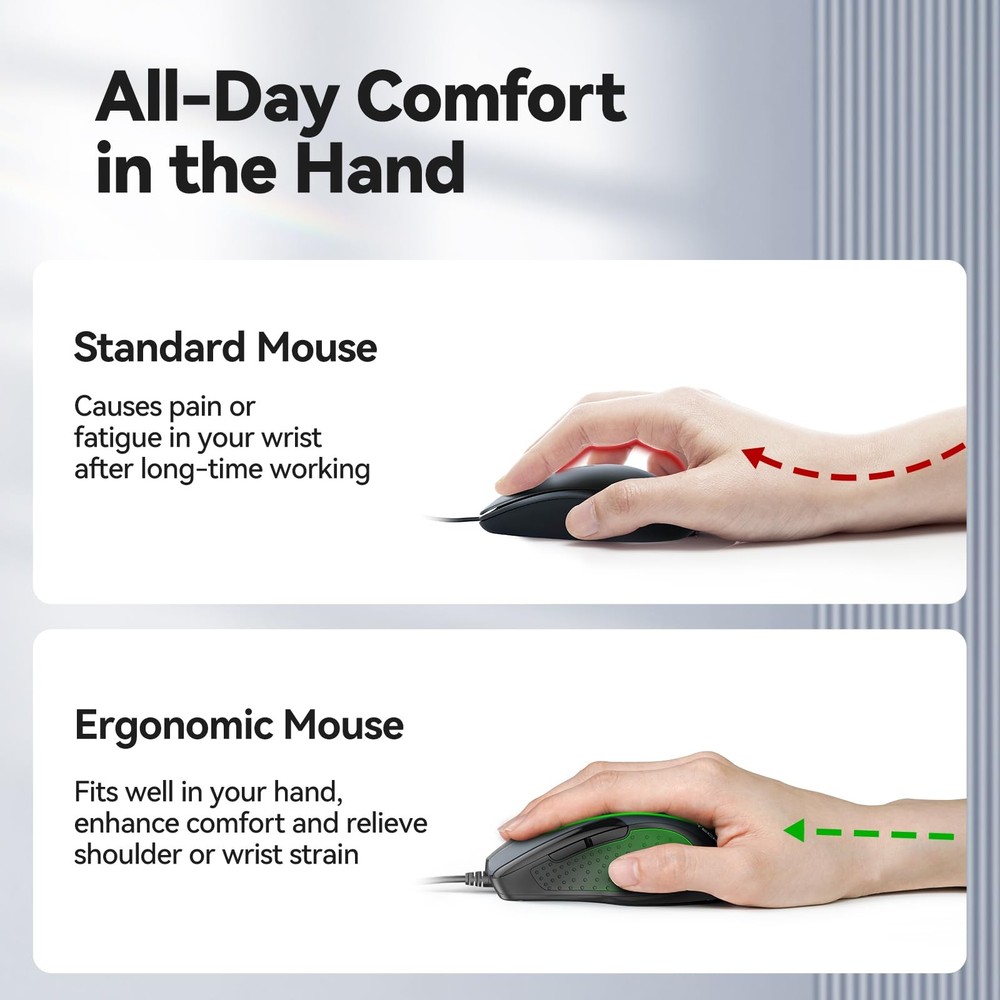 USB Wired Mouse, 6-Button Corded Computer Mouse with 4 Adjustable DPI, Optica...