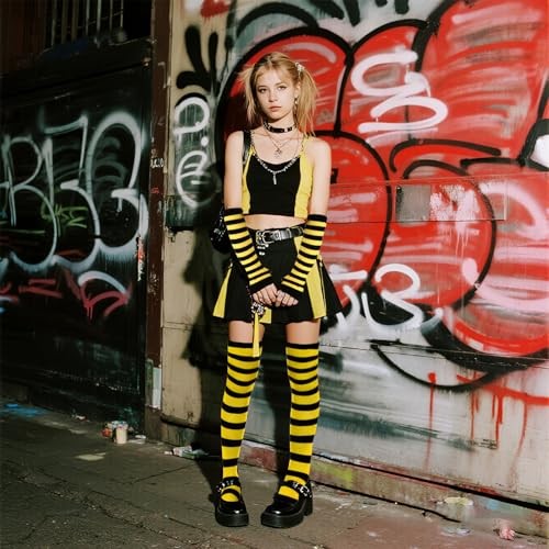 Tongcloud Arm Warmer Gloves(Wide Black and Yellow)