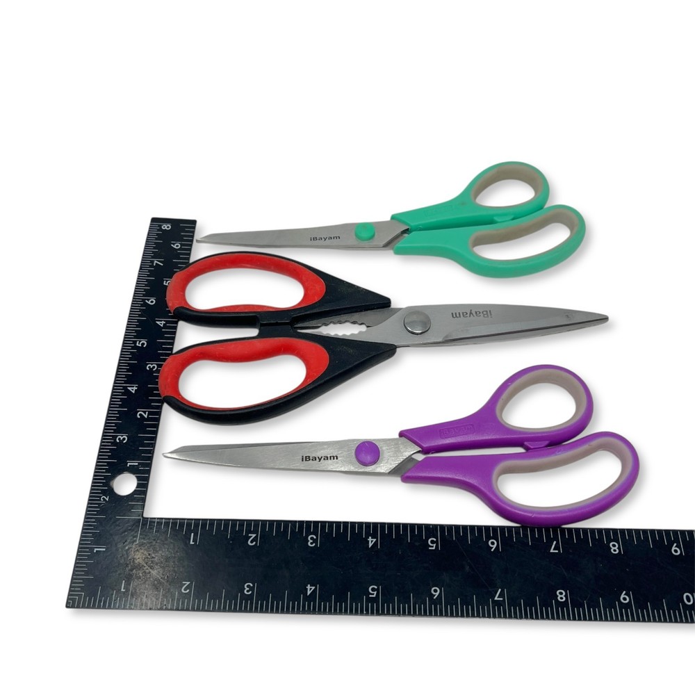 iBayam Multi-Purpose Mixed Scissors Lot, Kitchen All Purpose Shears, 3 Pcs