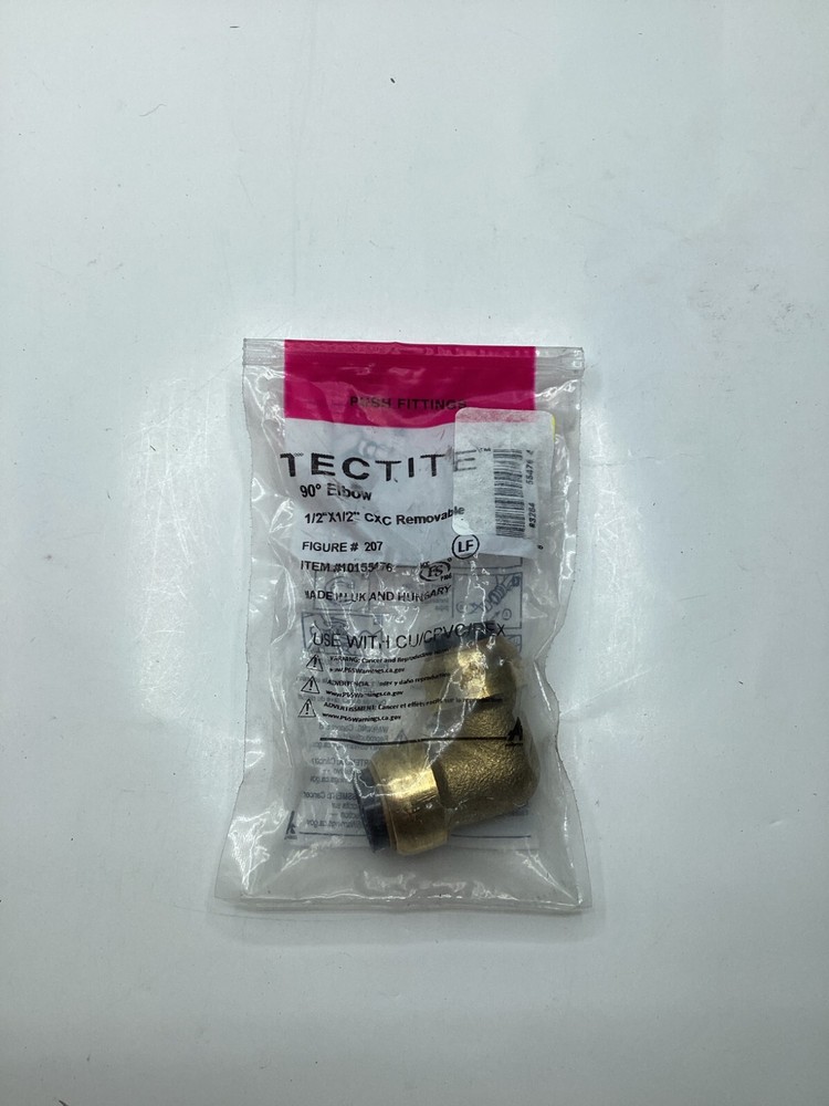 (QTY 5) Tectite 1/2" CXC Removable 10155476 90° Elbow Push Fitting