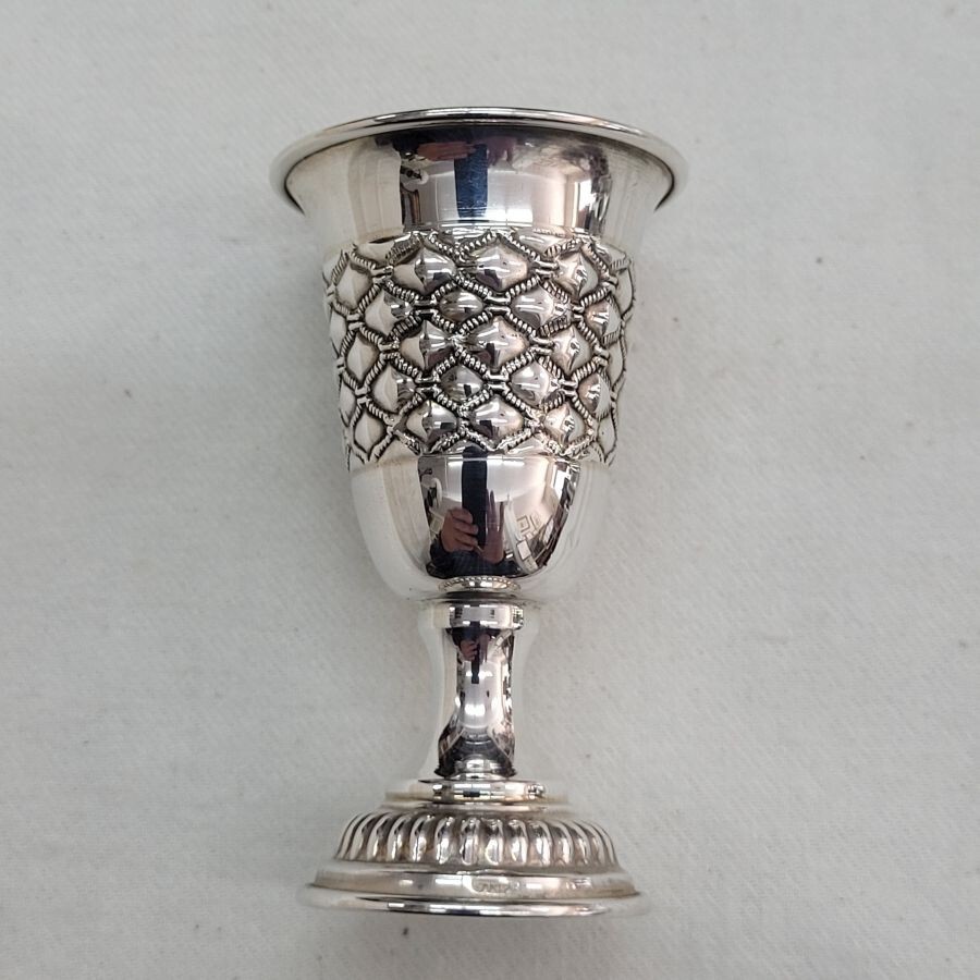 Sterling silver bee web Schnapps cup handmade in Israel