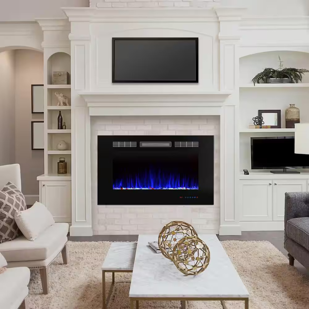 36 In. Recessed Installation Fireplace Insert with Remote Control