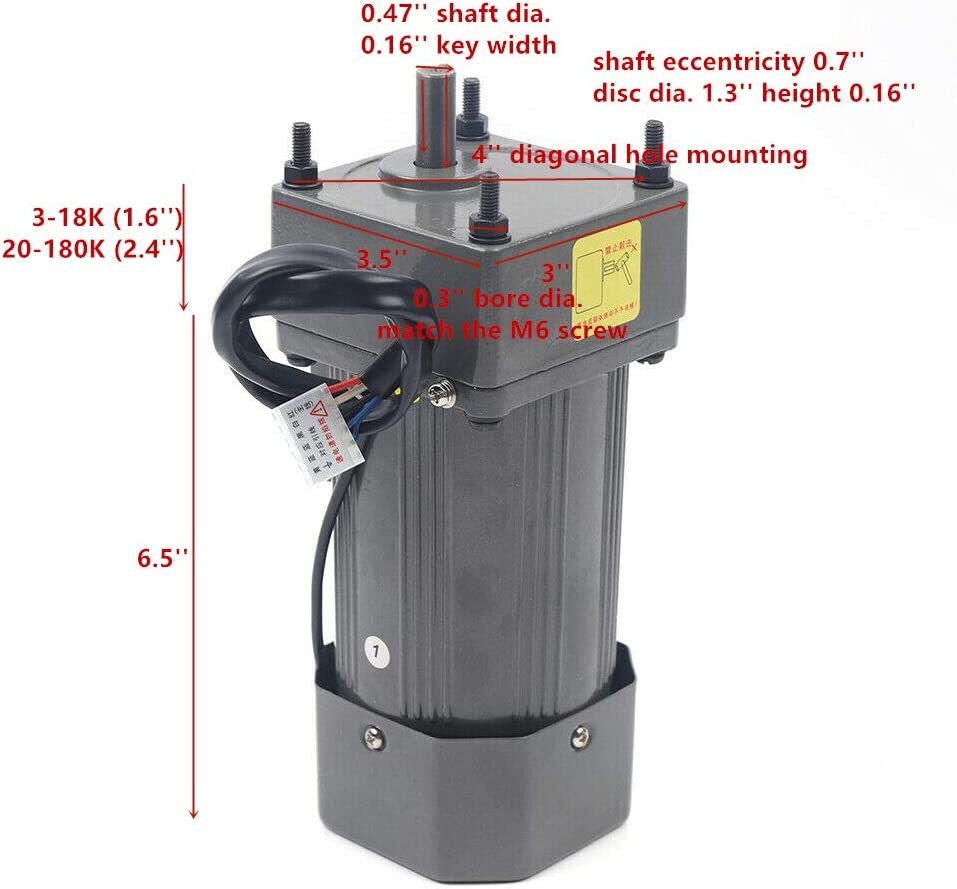 135R/MIN Reversible Gear Motor Electric+Variable Speed Reduction Controller 10K