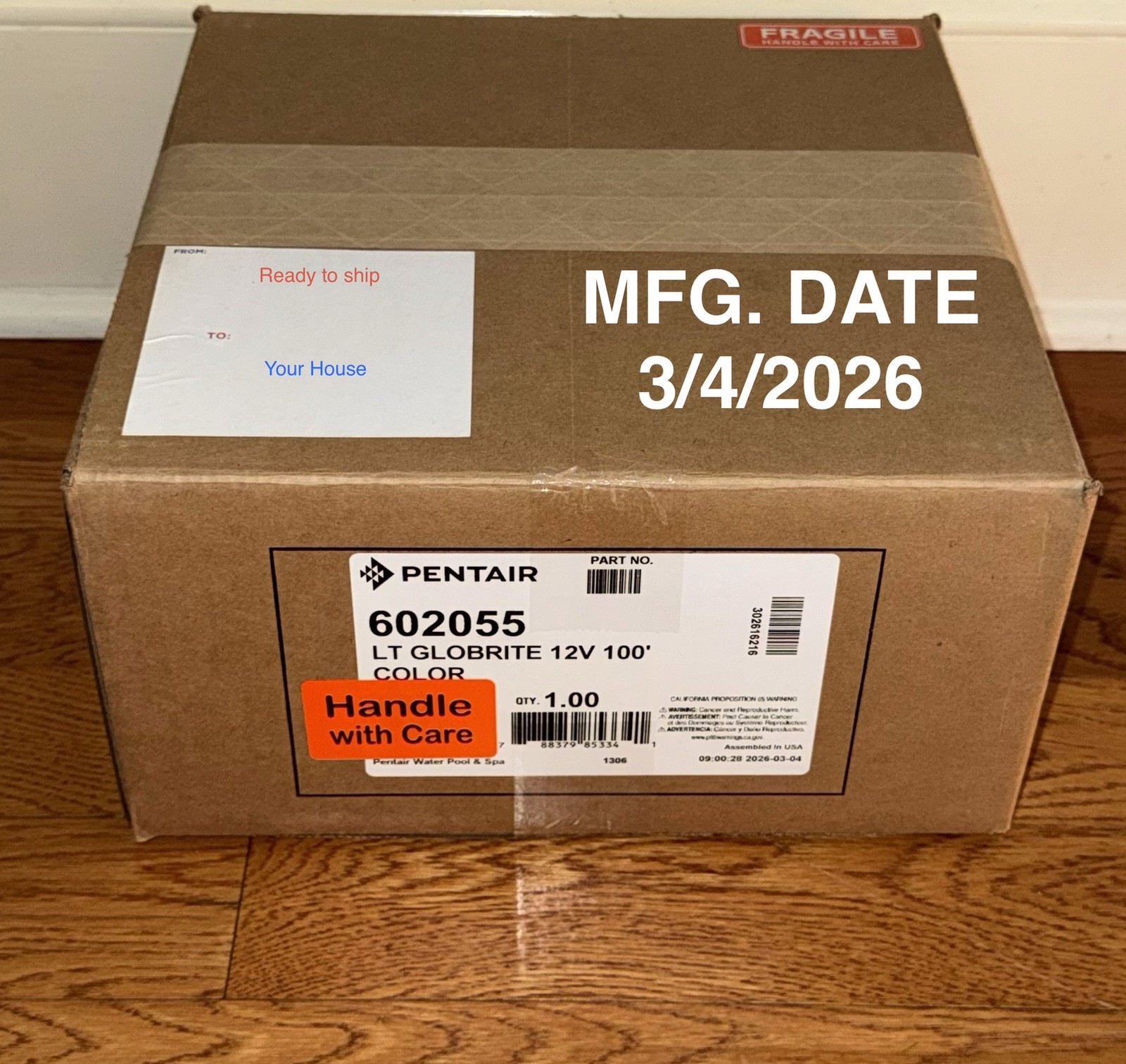 Pentair Water Pool and Spa 602055, 100 Foot Cord Revision 2 MFG. DATE 3/4/2026