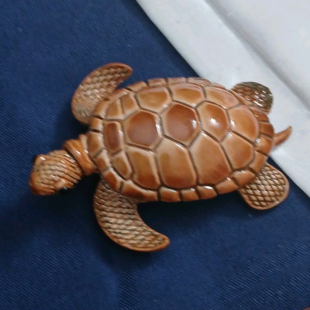 Ceramic Sea Turtle Brooch Pin Vintage