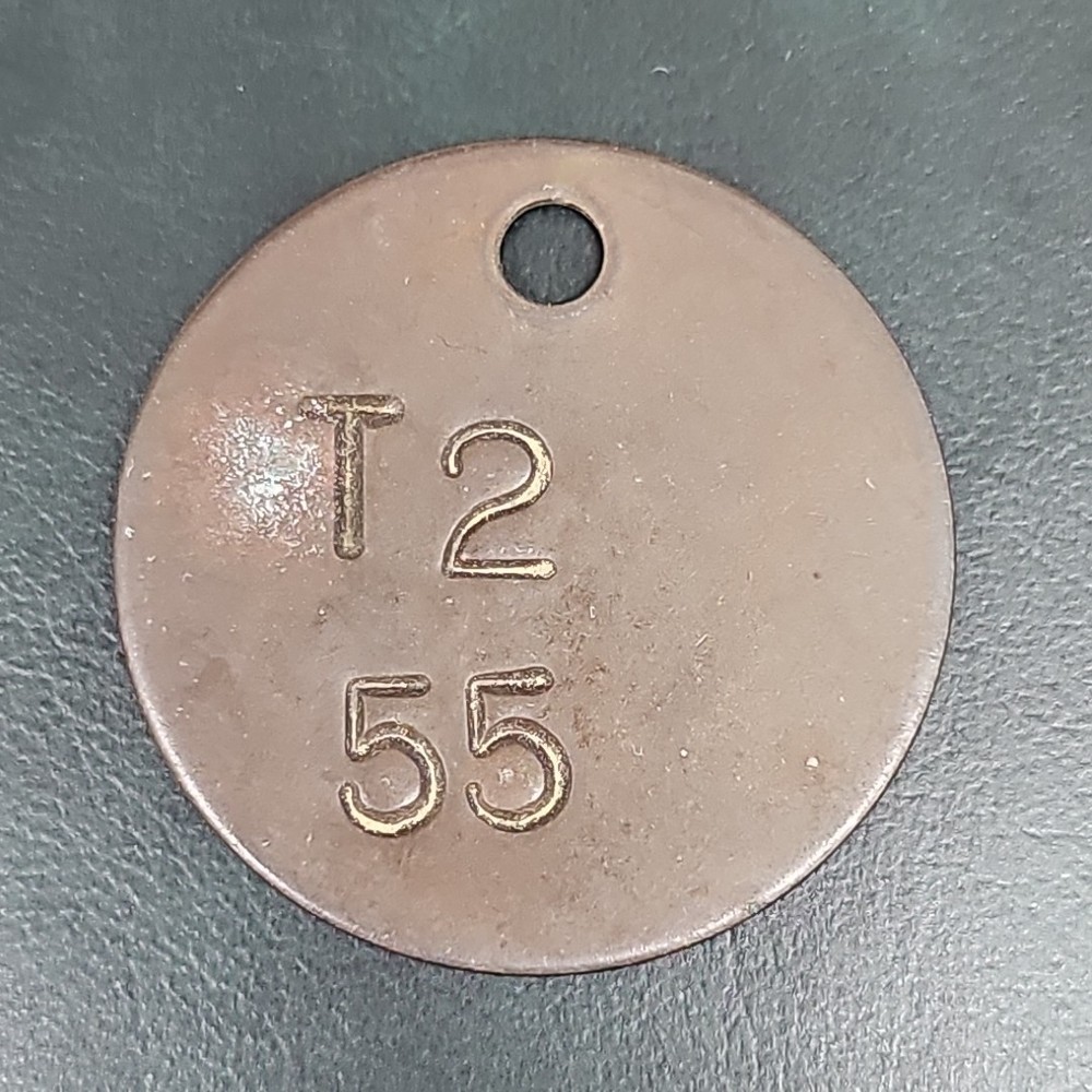 Vintage Coal Mine Check Tag ID Token T2-55 B369