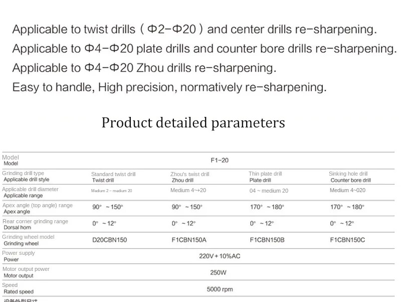 Automatic Drill Sharpener 2-20mm 5 in 1 Drill Bit Sharpener/Grinder