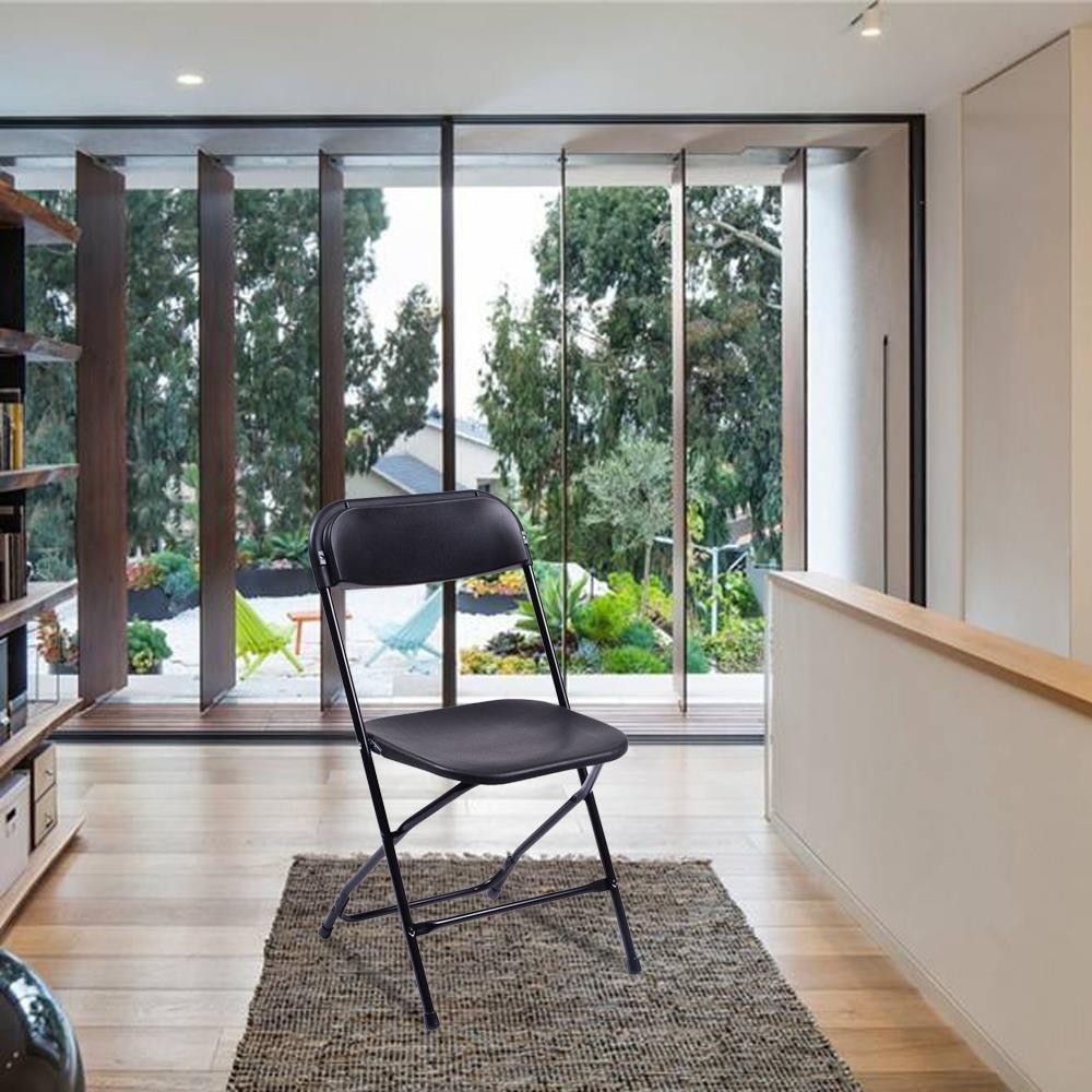 6 PCS Plastic Commercial Wedding Quality Stackable Folding Chairs Party Black