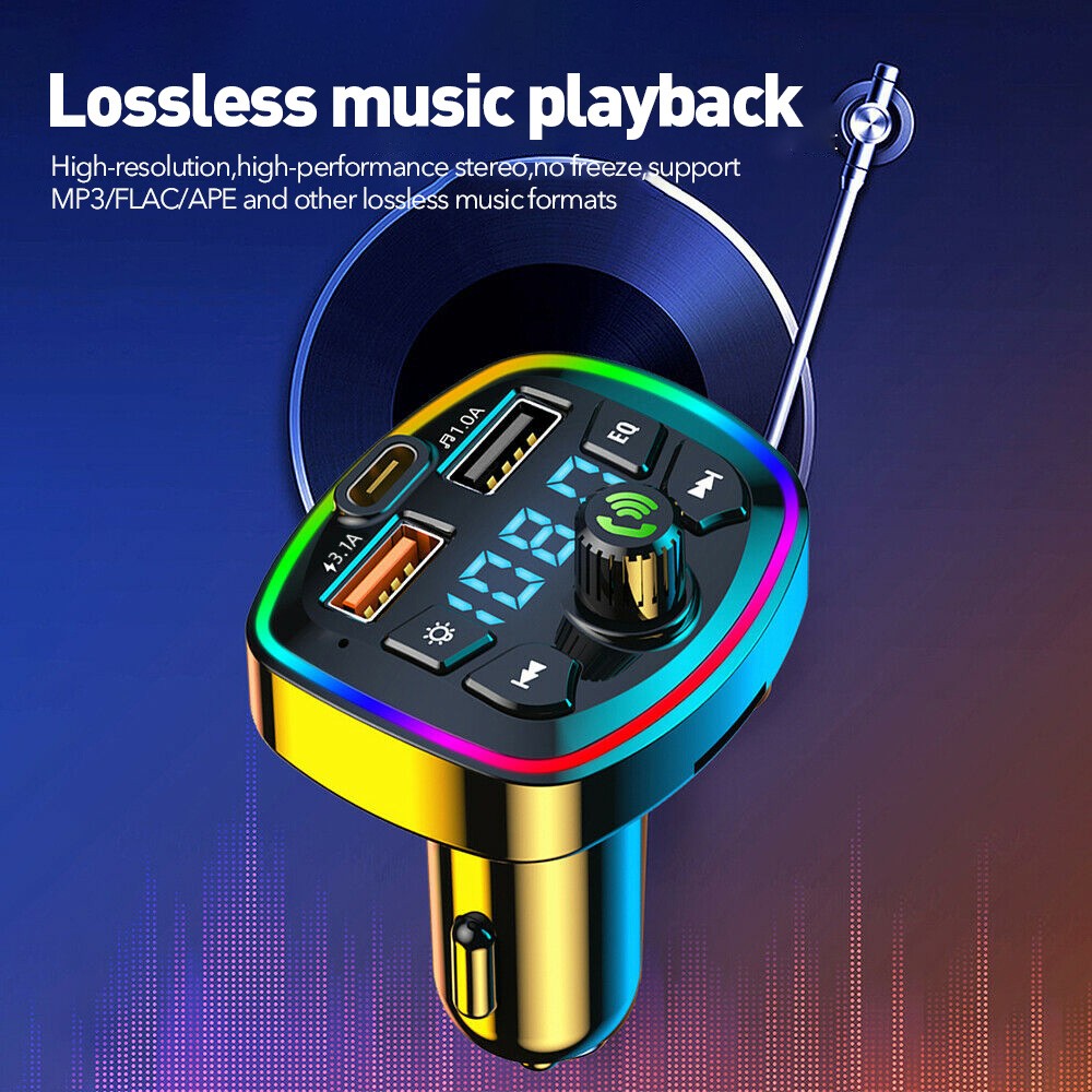 Wireless Radio Music Adapter Bluetooth FM Transmitter Car Adapter LED Display