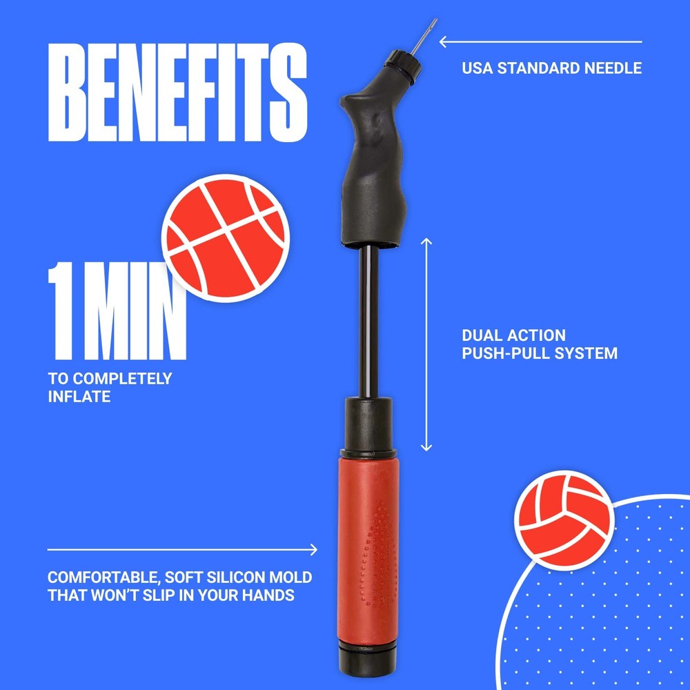 Ball Pump for Sports Balls Push & Pull Inflating System Hand Pump for All