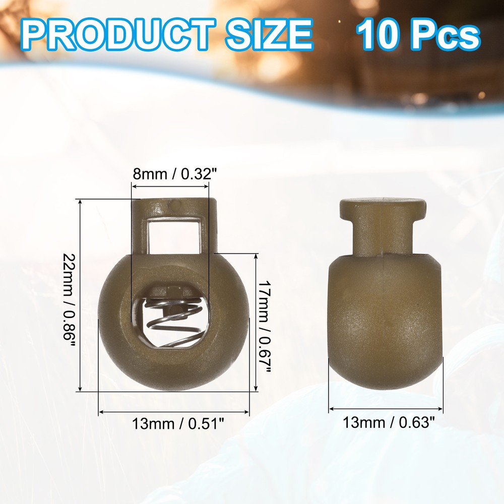10pcs Plastic Cord Lock Single Hole Toggle Stopper, Light Olive Green