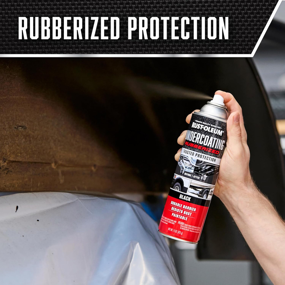 248657-6PK Stops Rust Undercoating Spray, 15 Oz, Rubberized Black, 6 Pack