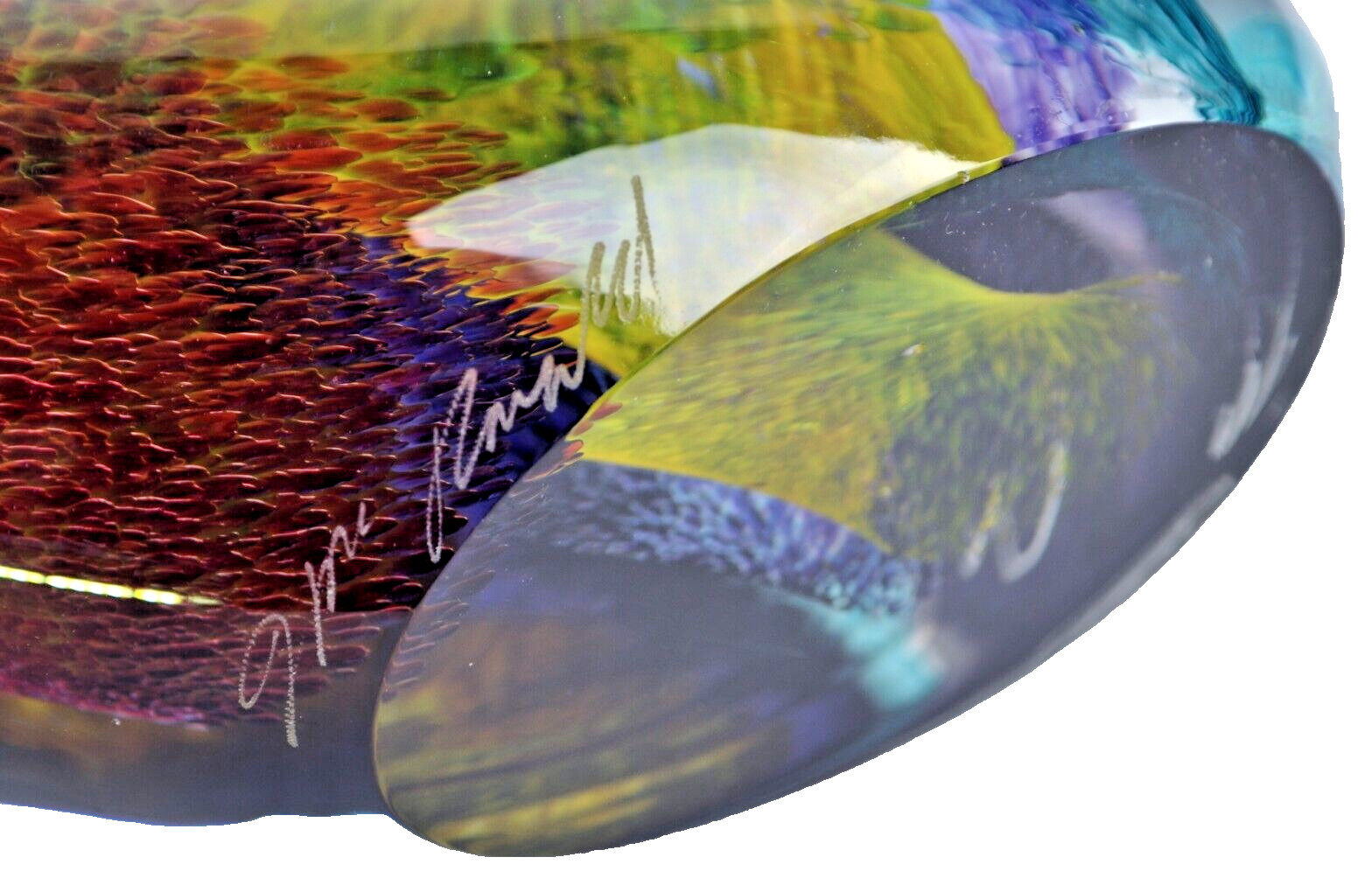 MERIDIAN STREET Art Glass Rainbow Flame Sculpture Hand Blown John McDonald New