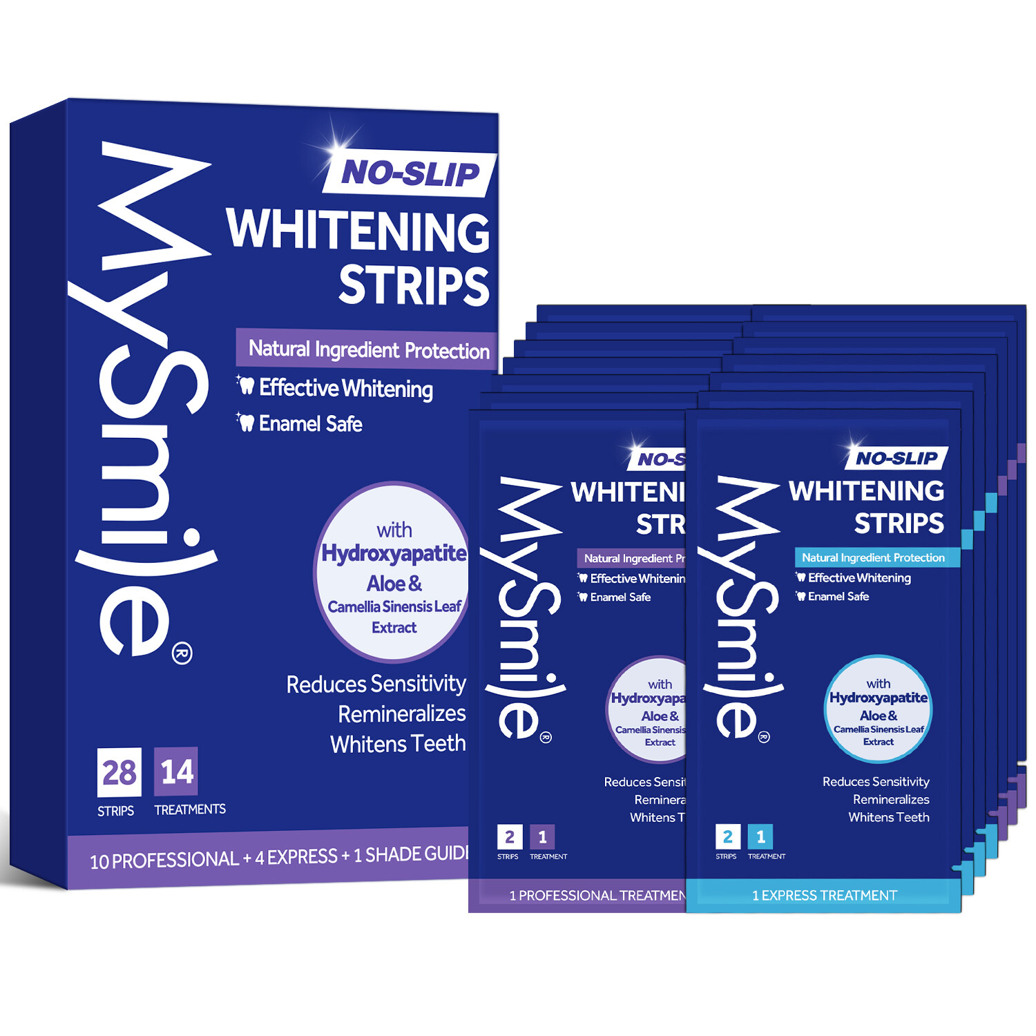 MySmile 28pcs Teeth Whitening Strips Non-Sensitive Whitestrips 14 Treatments