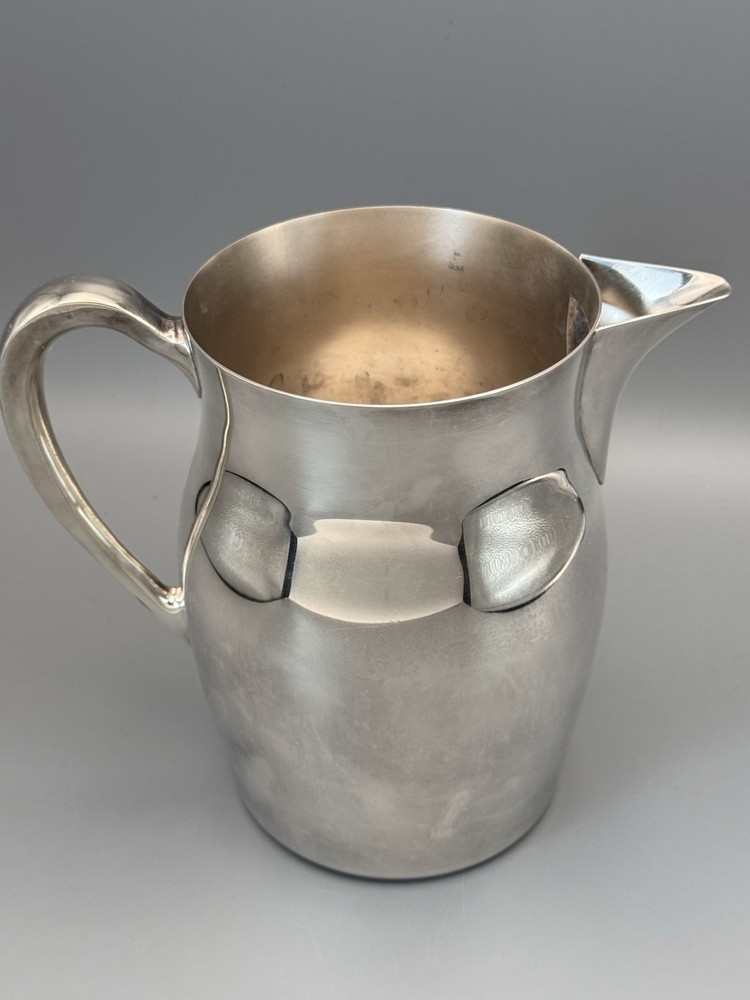 Vintage Silverplate Pitcher Jug MCM Style Minimalist Barware 7”