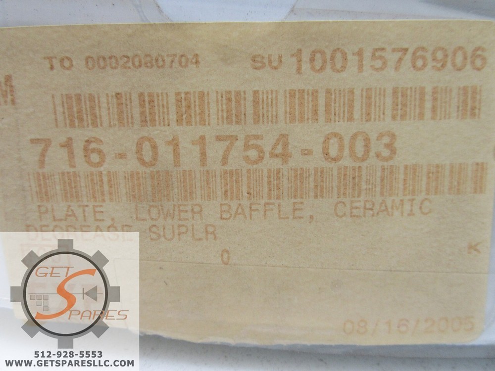 716-011754-003 / PLATE, LOWER BAFFLE, CERAMIC DEGREASE SUPLR / LAM RESEARCH