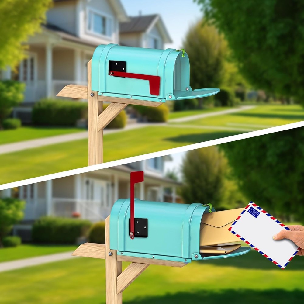 Merear Mailbox Flag Replacement Kit, Galvanized Steel for Mailbox, Red