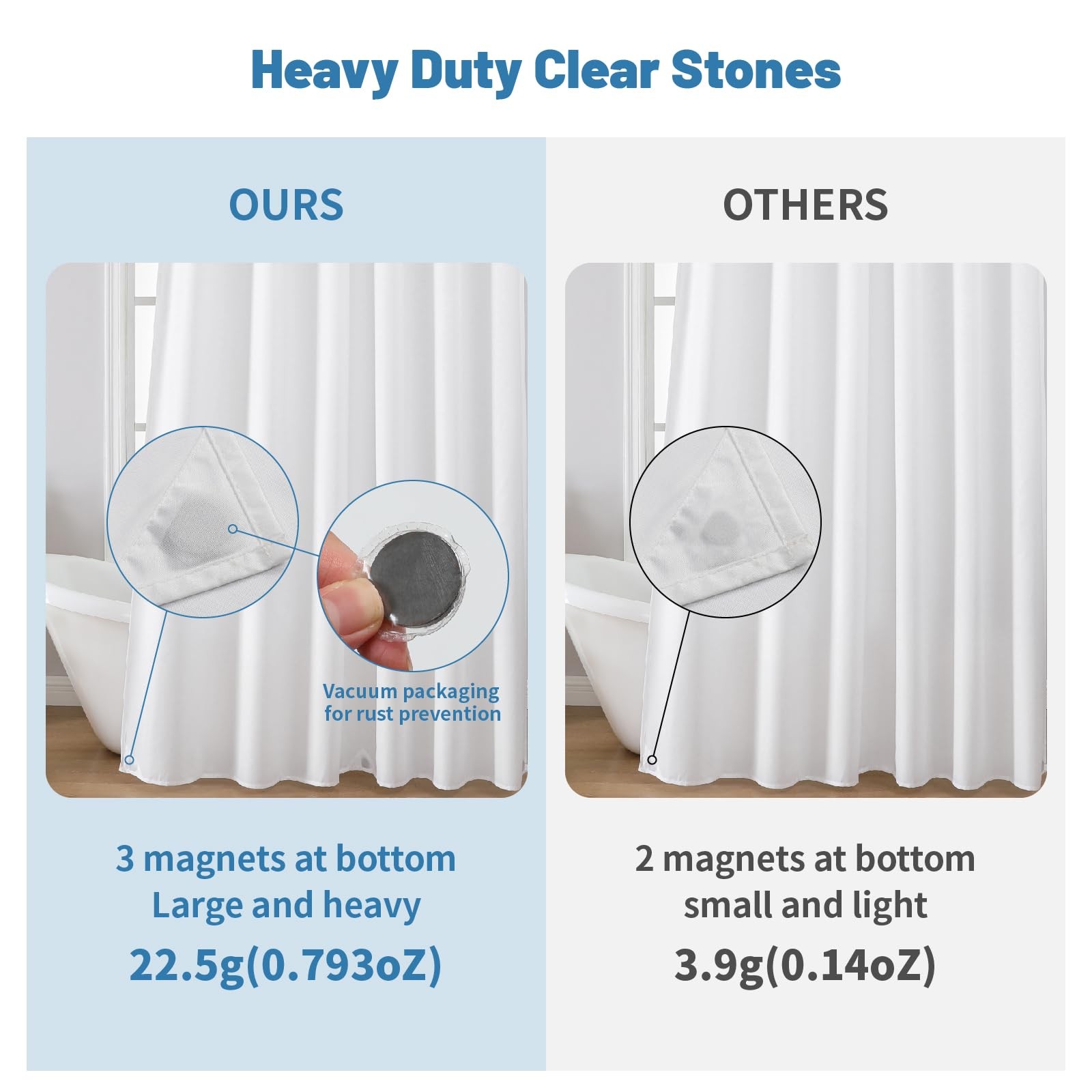 Fabric Shower Curtain Liner Solid White Hotel Quality Mildew Resistant Washable