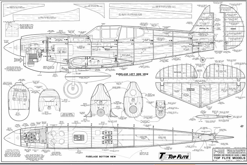 Plans for P40E Warhawk 64 inch wing.