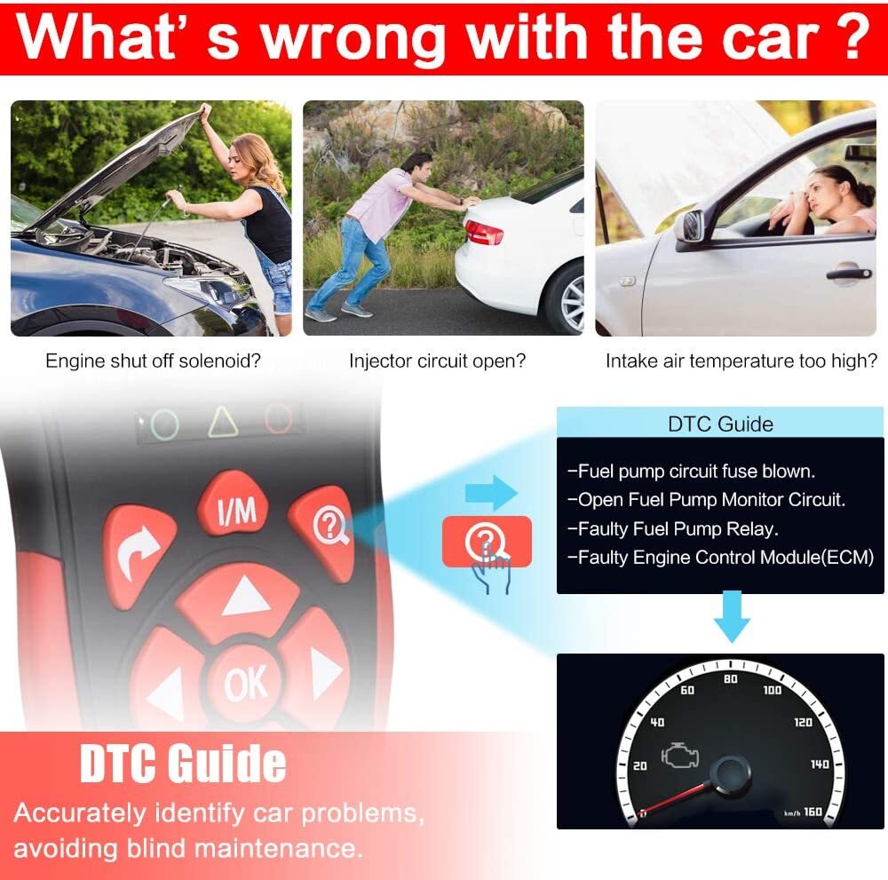 VR800 Automotive Code Reader OBD2 Scanner Car Check Engine Fault Diagnostic Tool