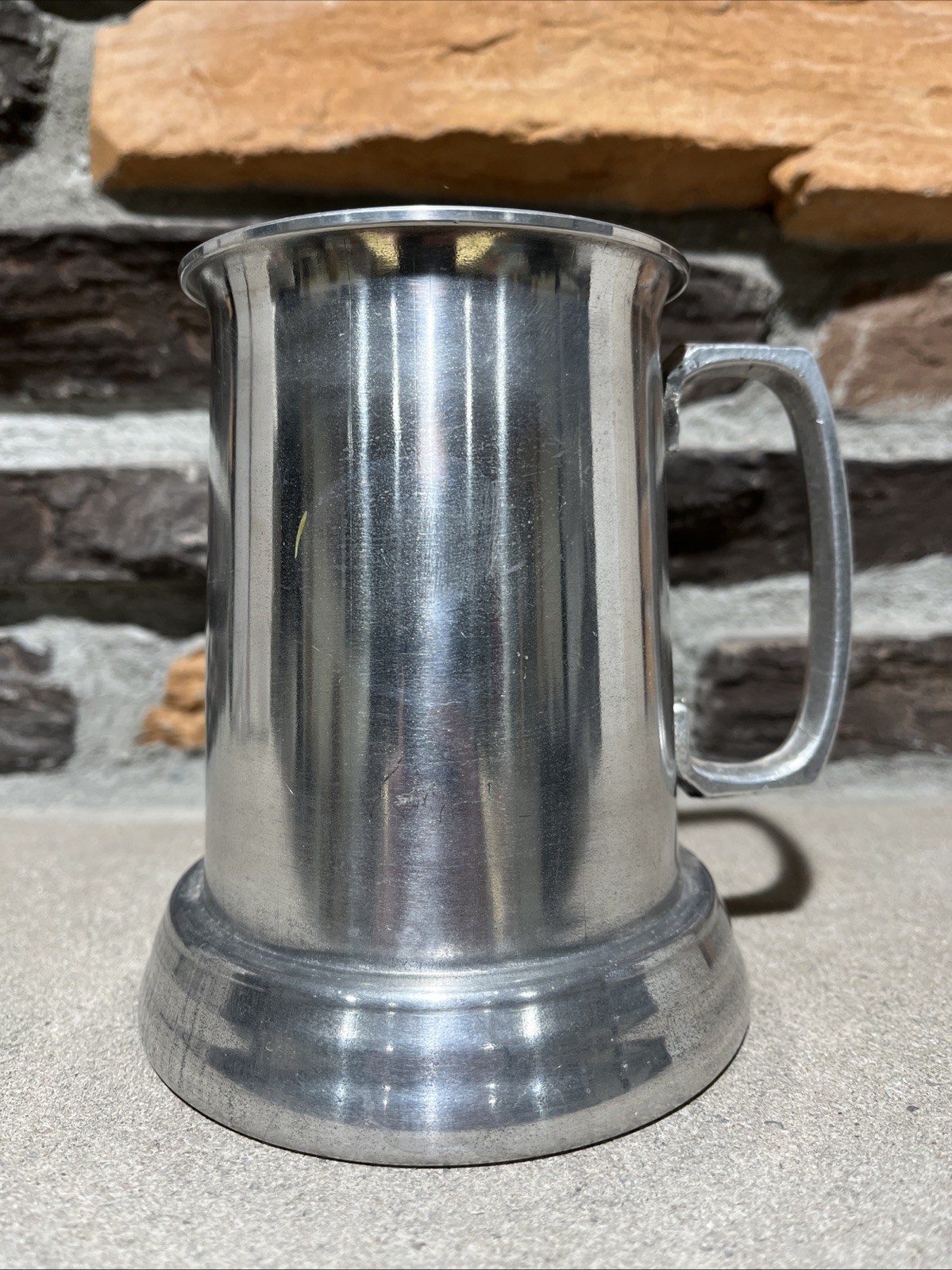 Metal Vintage Beer Stein Mug With Clear Bottom 5.5”
