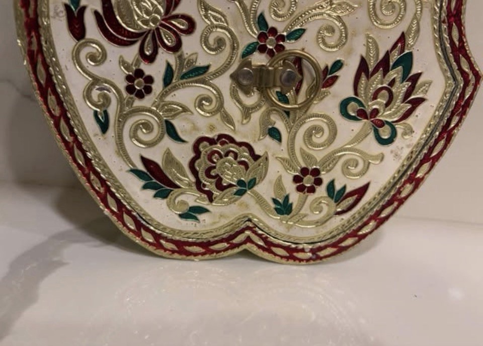 Dry Fruit Serving Storage Box Apple Shape Meenakari Work Gift Item Multipurpose