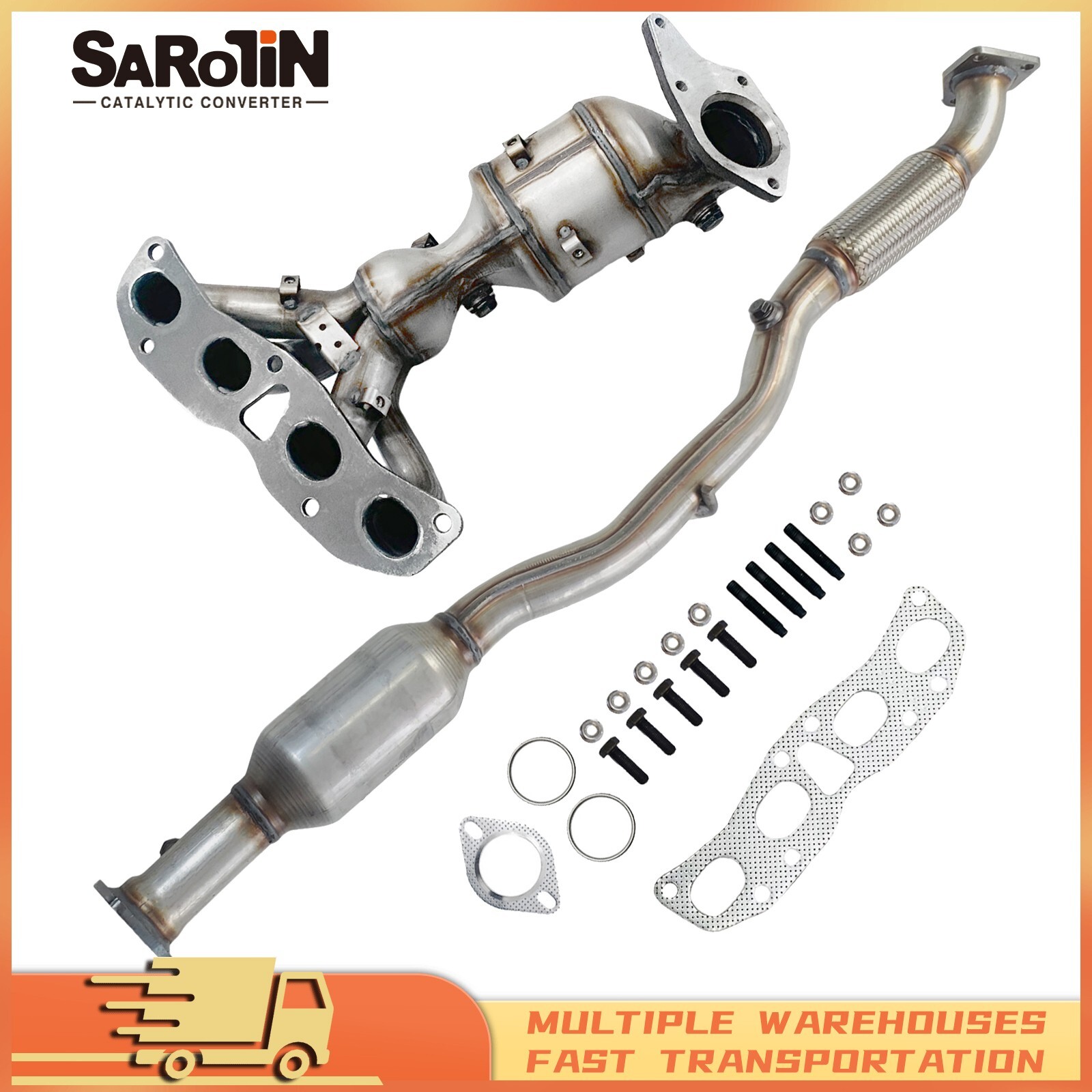 Both Catalytic Converters for 2007-2012 Nissan Altima 2.5L Manifold and Flex