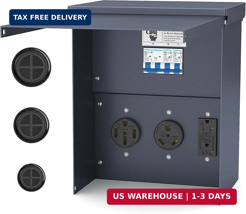Temporary Power Outlet Panel Weatherproof, Thicker Prewired RV Electrical Panel