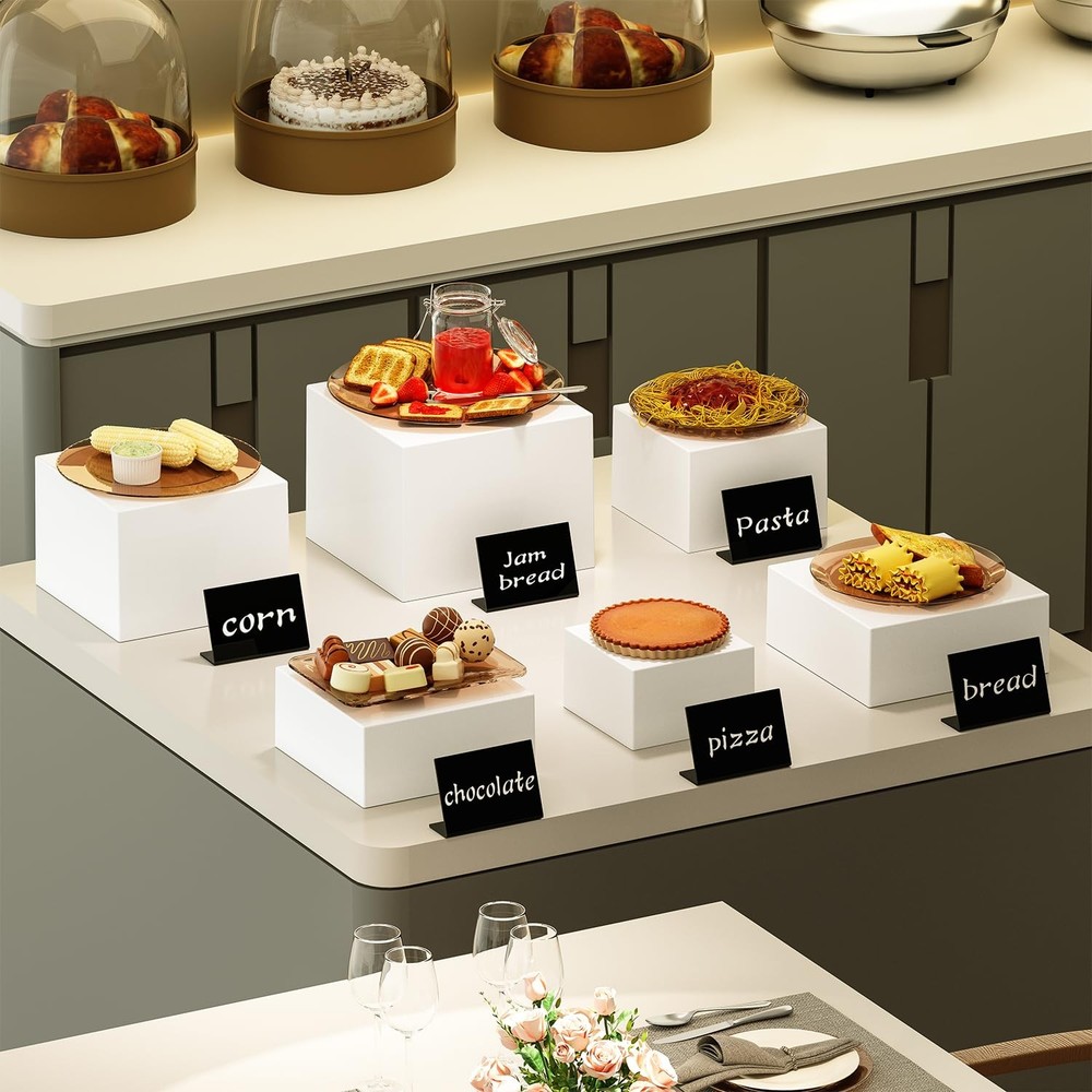 6 Pcs Medium-Sized White Acrylic Boxes for Display as Buffet Risers and Stand...