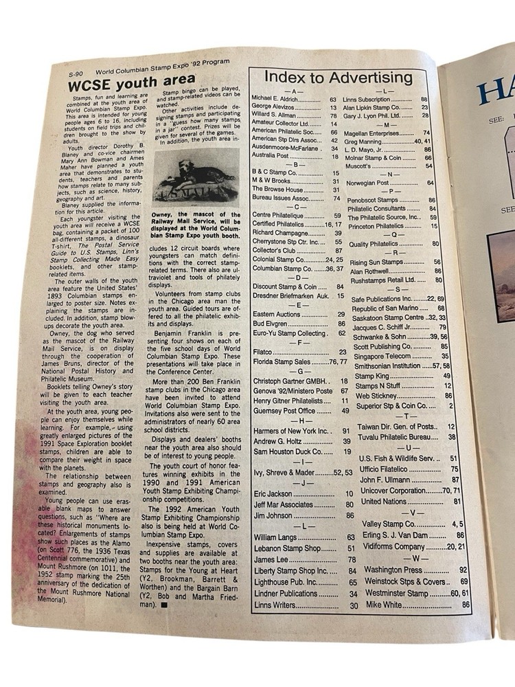 Rare 1992 World Columbian Stamp Expo ‘92 Official Program & Guide Linn’s Edition