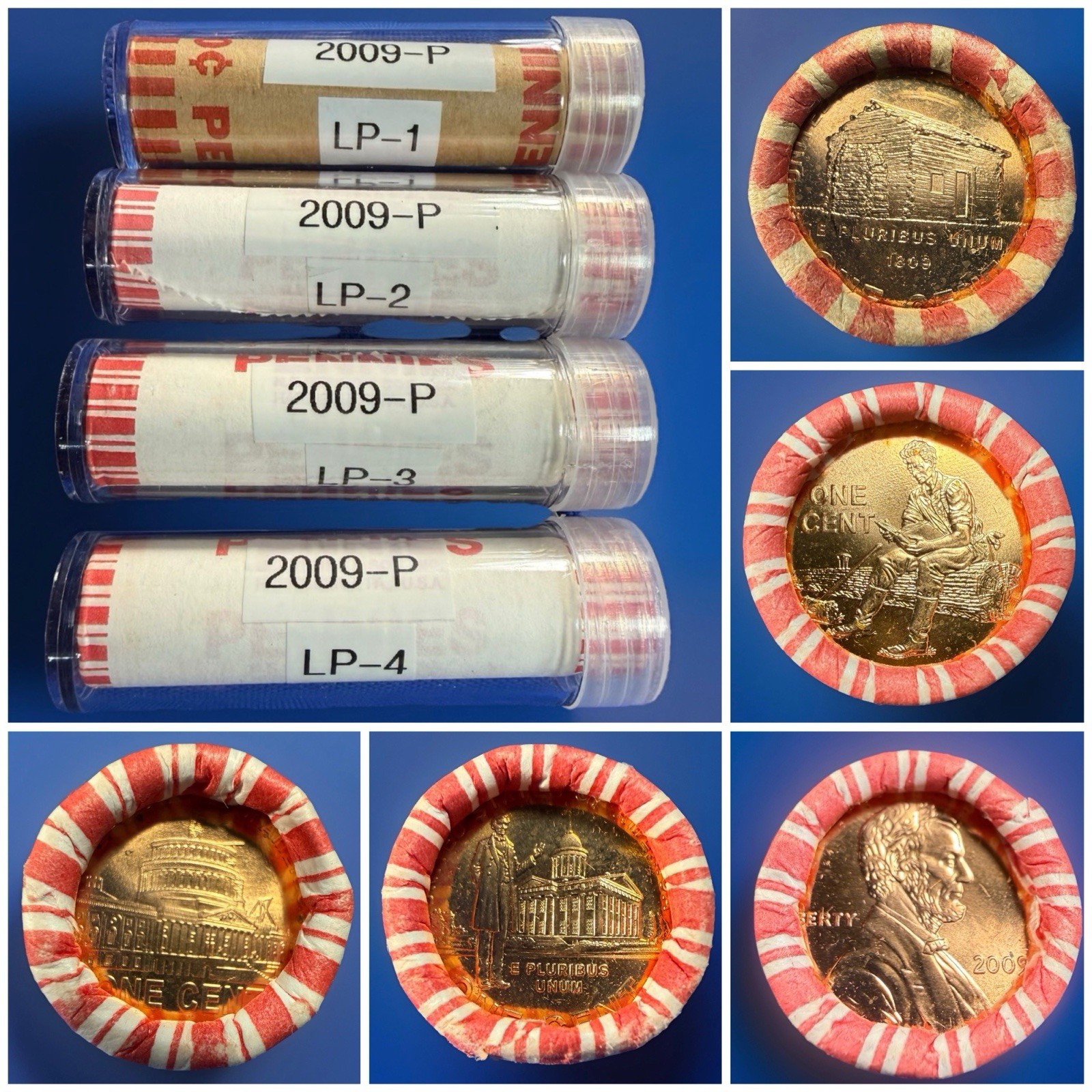 2009-P Lincoln Bicentennial Roll Set. All 4 Philly Varieties! LP1 To LP4 BU OBW